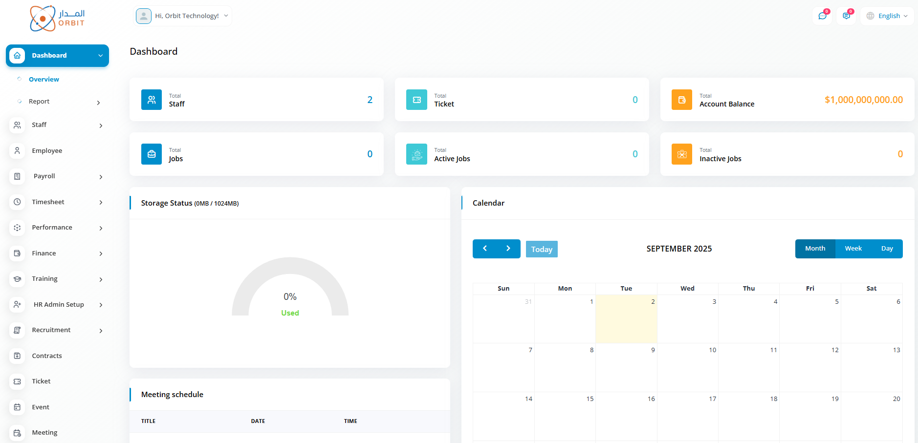 لوحة تحكم الشركة